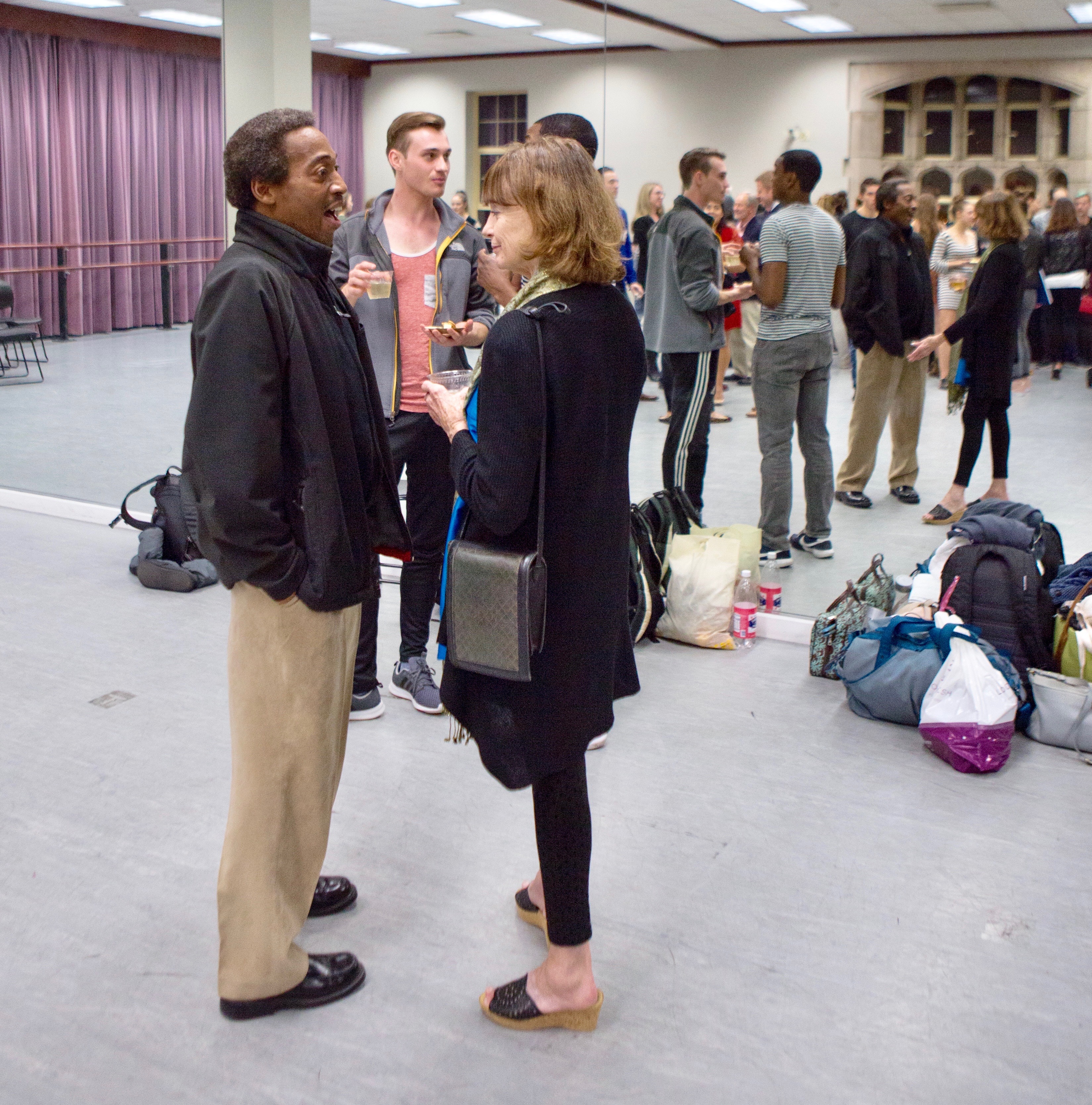 Tyrone Brooks speaking with Suzanne Farrell