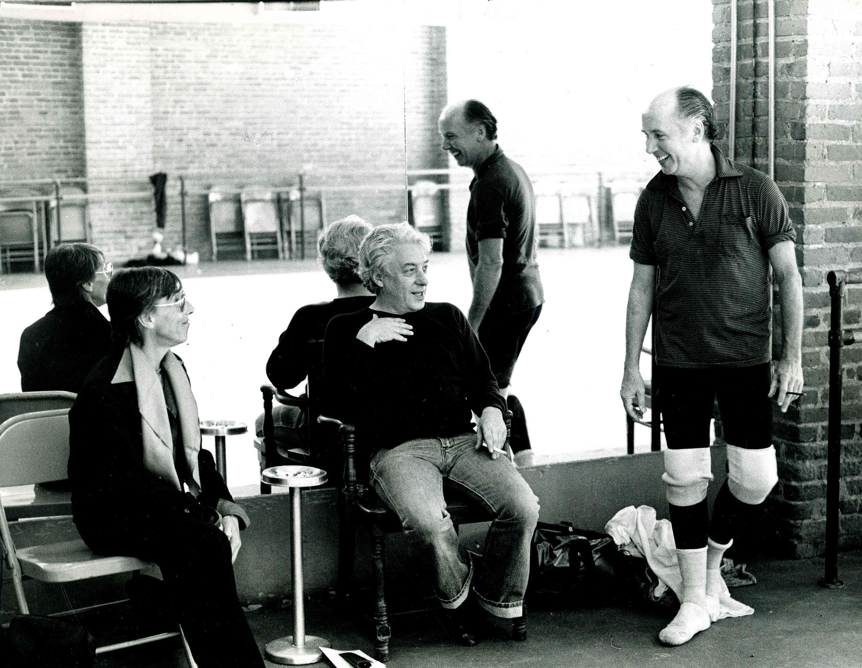 Karel Shook with Glen Tetley and Bronwen Curry his assistant and choreologist