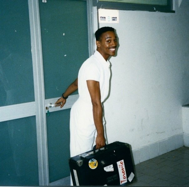 Tyrone Brooks carrying a DTH theatre case